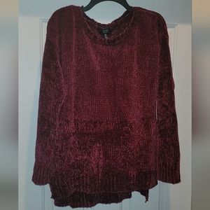 Jones New York Burgundy Chenille Sweater